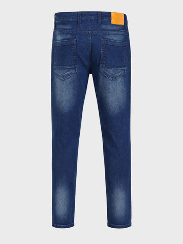 Men's Blue Carrot Fit Solid Casual Jeans