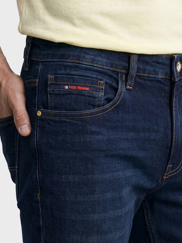 Men's Blue Slim Fit Solid Casual Jeans