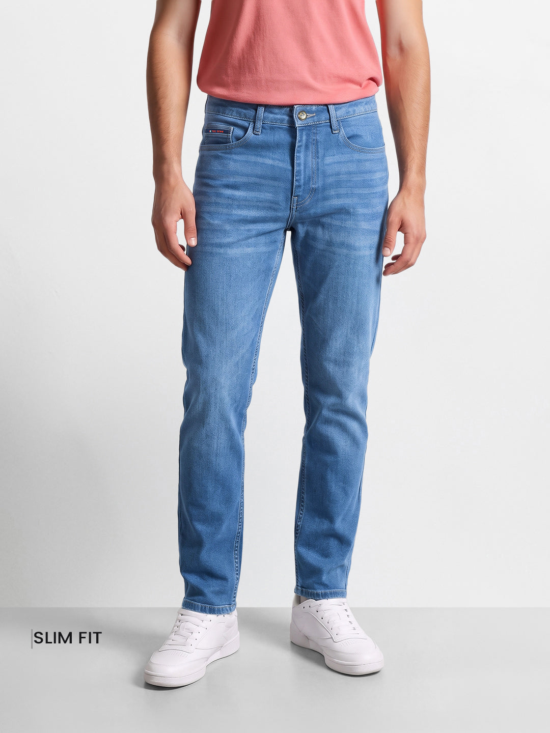 Men's Blue Slim Fit Solid Casual Jeans