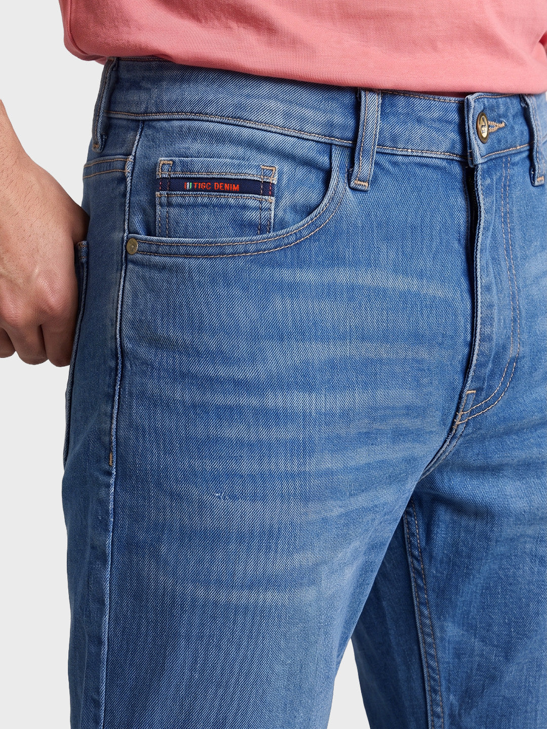 Men's Blue Slim Fit Solid Casual Jeans