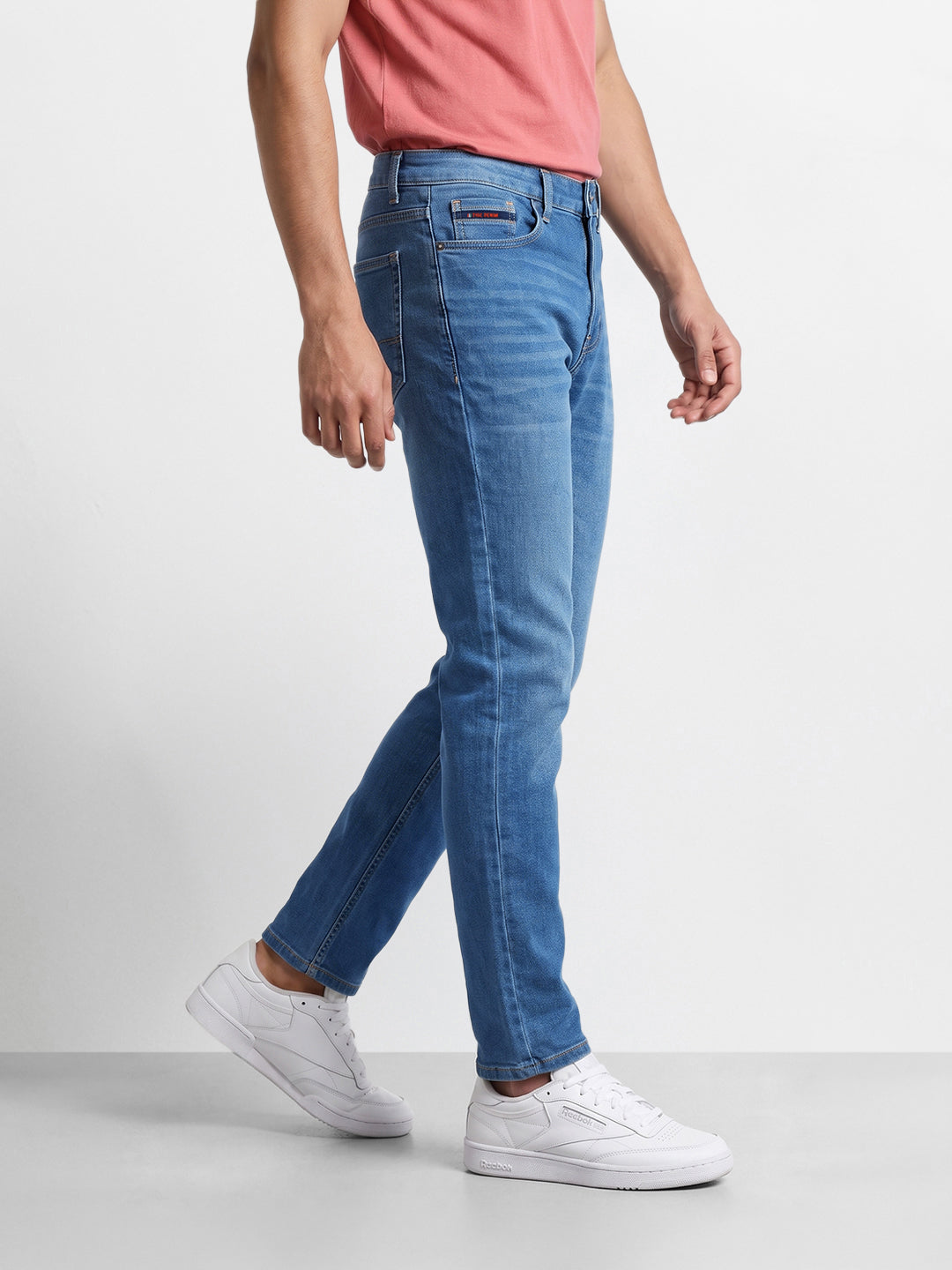 Men's Blue Slim Fit Solid Casual Jeans