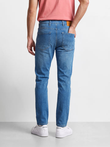 Men's Blue Slim Fit Solid Casual Jeans