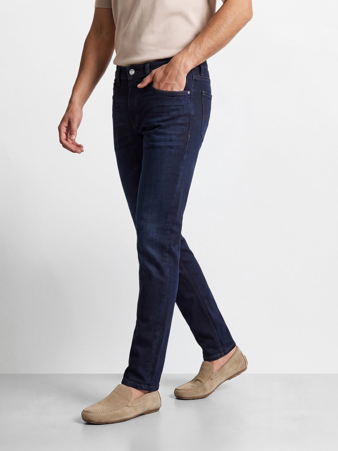Men's Navy Slim Fit Solid Casual Jeans