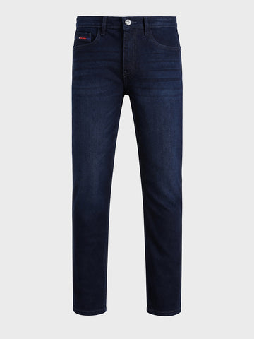 Men's Navy Slim Fit Solid Casual Jeans