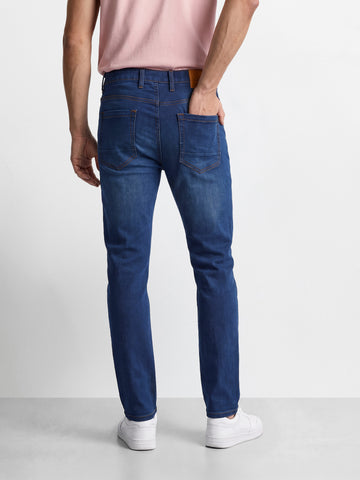 Men's Blue Slim Fit Solid Casual Jeans