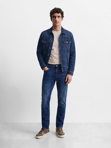 Men's Blue Slim Fit Solid Casual Jeans