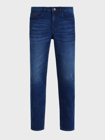 Men's Blue Slim Fit Solid Casual Jeans