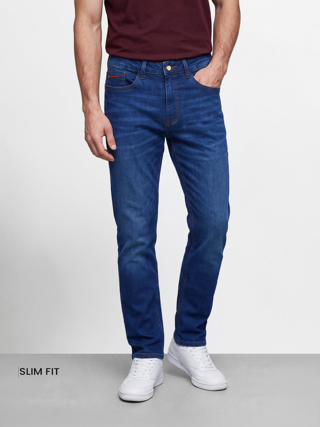 Men's Blue Slim Fit Solid Casual Jeans