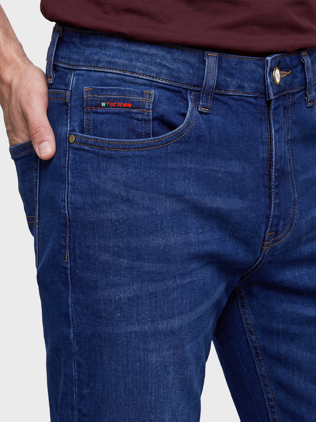 Men's Blue Slim Fit Solid Casual Jeans