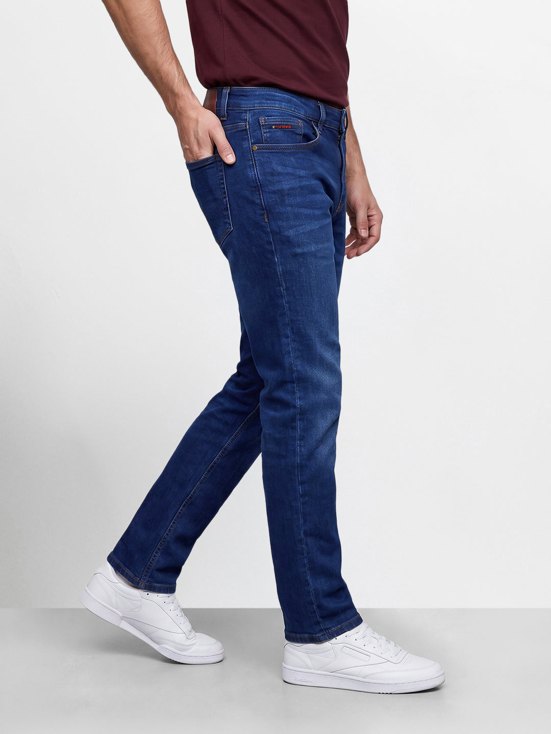 Men's Blue Slim Fit Solid Casual Jeans