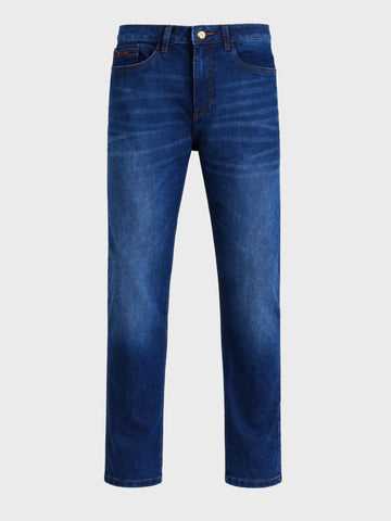 Men's Blue Slim Fit Solid Casual Jeans