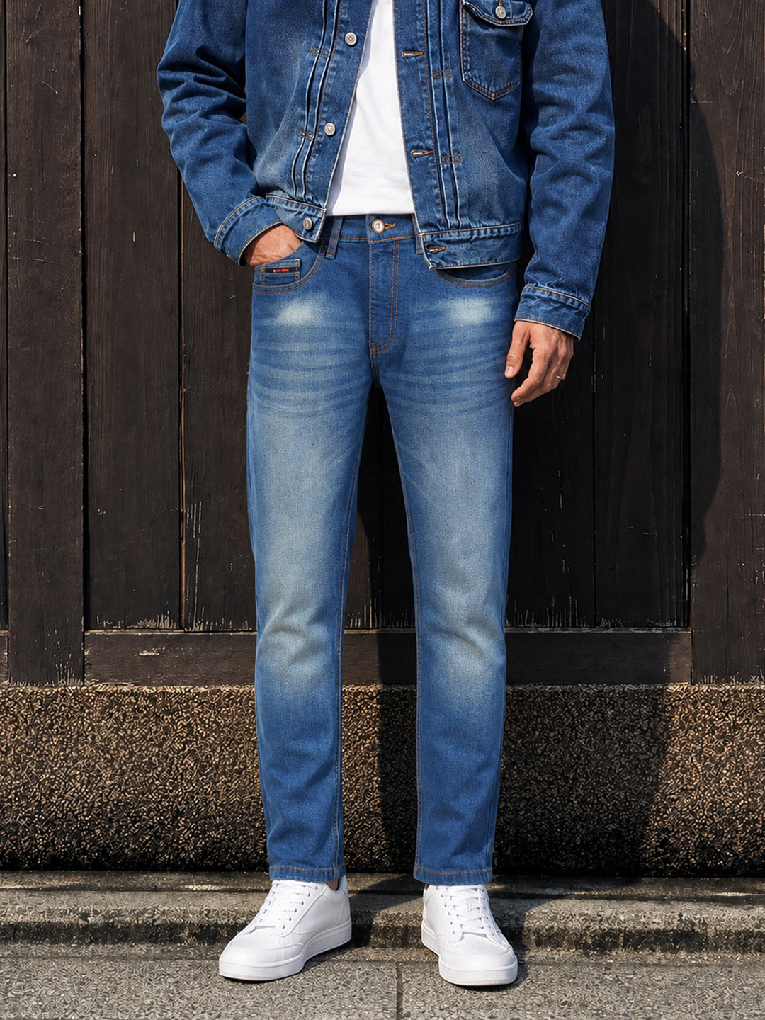 Men's Blue Slim Fit Solid Casual Jeans