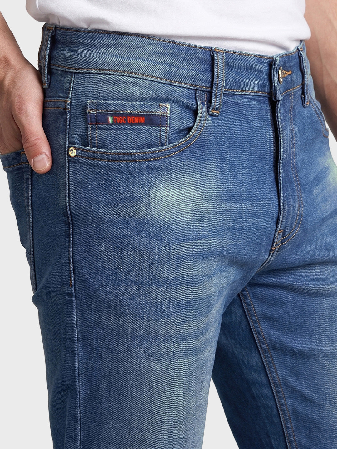 Men's Blue Slim Fit Solid Casual Jeans