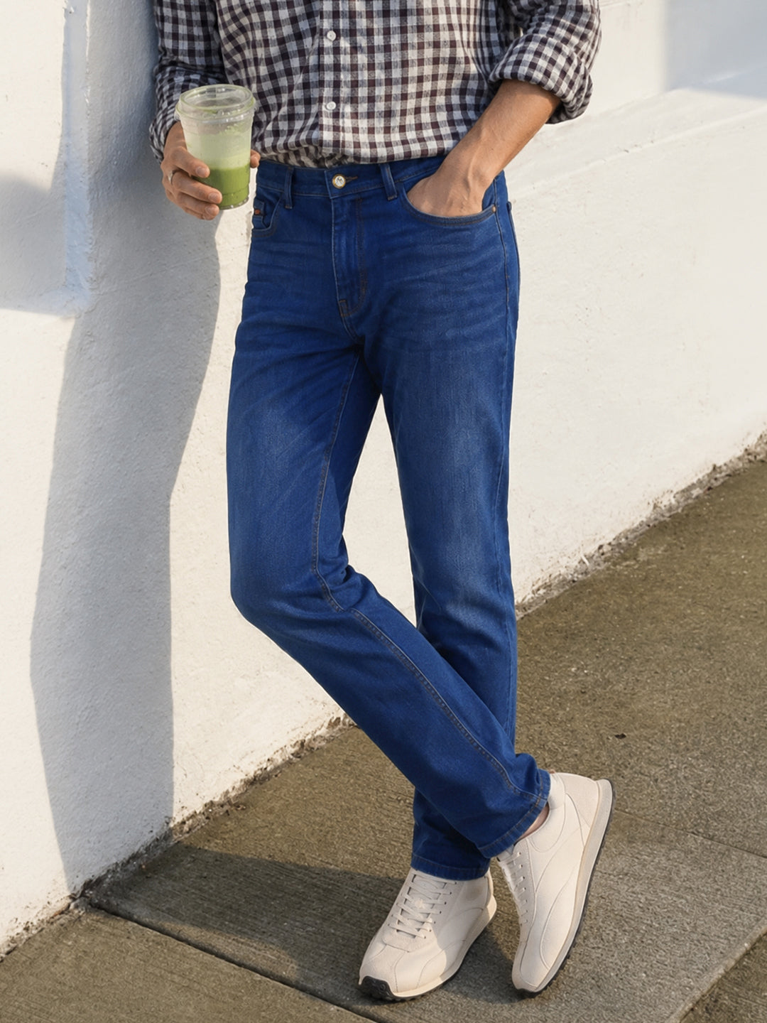 Men's Blue Slim Fit Solid Casual Jeans