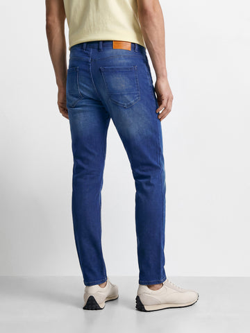 Men's Blue Slim Fit Solid Casual Jeans