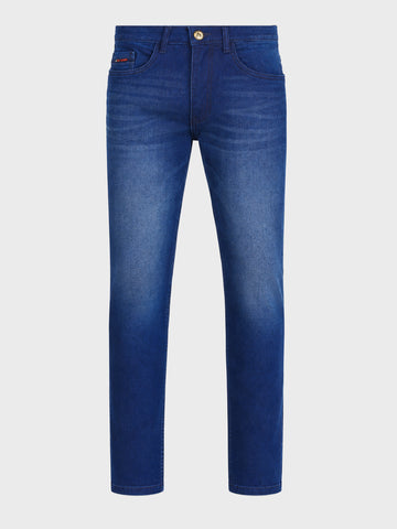 Men's Blue Slim Fit Solid Casual Jeans