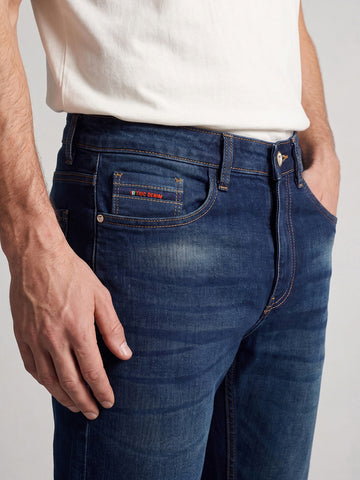 Men's Blue Slim Fit Solid Casual Jeans