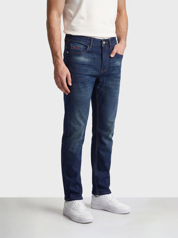 Men's Blue Slim Fit Solid Casual Jeans