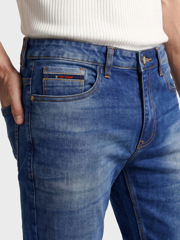 Men's Blue Slim Fit Solid Casual Jeans