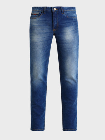 Men's Blue Slim Fit Solid Casual Jeans