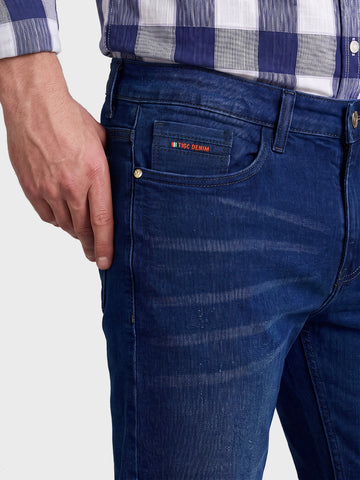Men's Blue Slim Fit Solid Casual Jeans