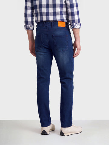 Men's Blue Slim Fit Solid Casual Jeans