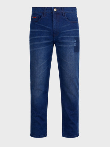 Men's Blue Slim Fit Solid Casual Jeans