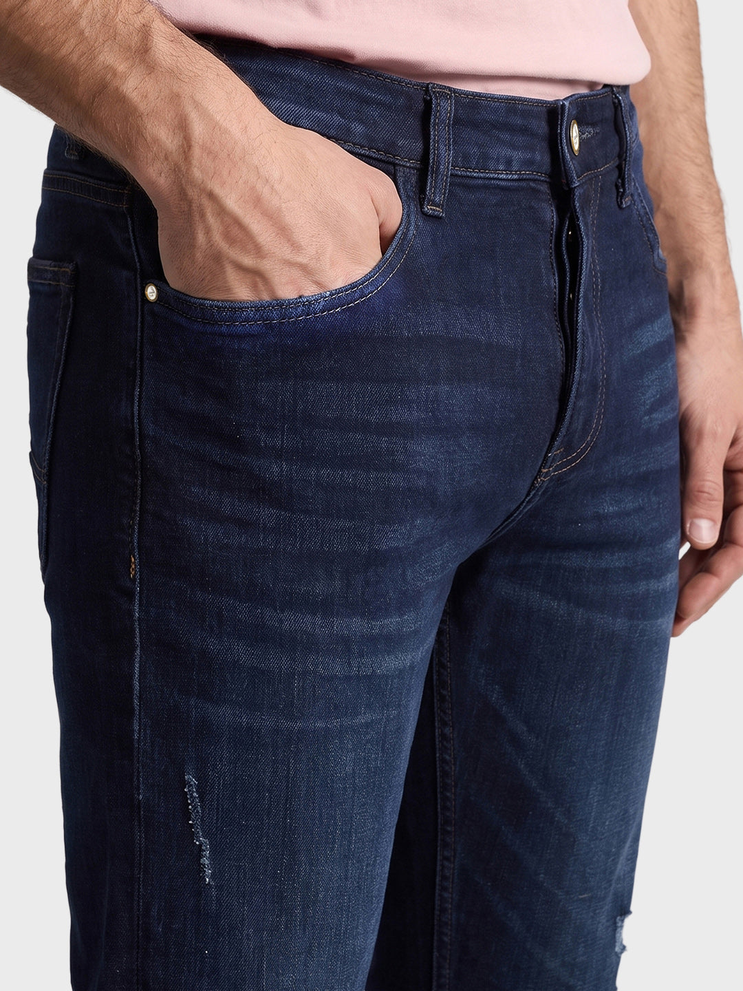 Men's Blue Slim Fit Solid Casual Jeans