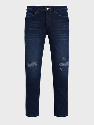 Men's Blue Slim Fit Solid Casual Jeans