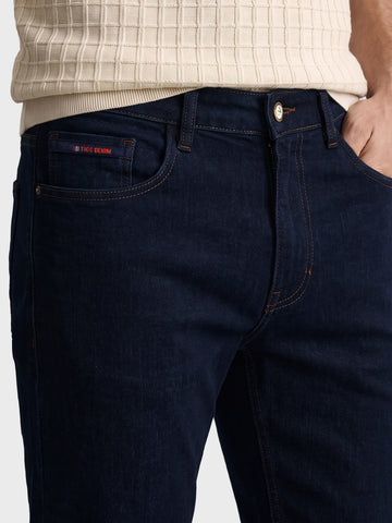 Men's Navy Blue Slim Fit Solid Casual Jeans