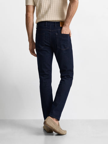 Men's Navy Blue Slim Fit Solid Casual Jeans
