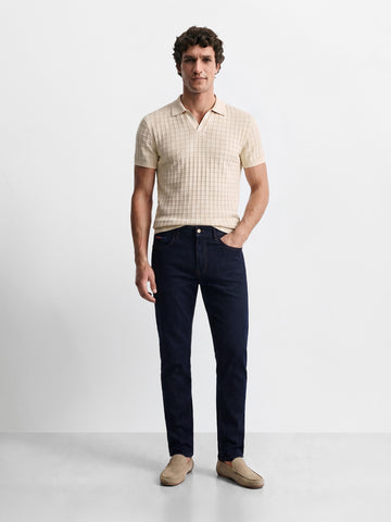 Men's Navy Blue Slim Fit Solid Casual Jeans