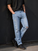 Men's Blue Regular Fit Solid Street Wear Jeans