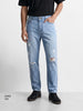 Men's Blue Regular Fit Solid Street Wear Jeans