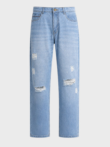 Men's Blue Regular Fit Solid Street Wear Jeans