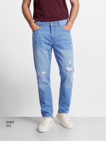 Men's Blue Regular Fit Solid Street Wear Jeans