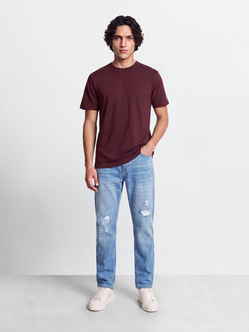 Men's Blue Regular Fit Solid Street Wear Jeans