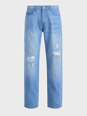 Men's Blue Regular Fit Solid Street Wear Jeans
