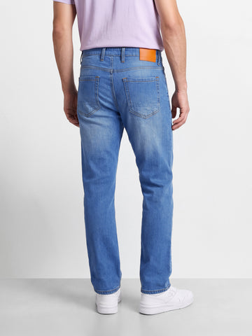 Men's Blue Dad Fit Solid Street Wear Jeans