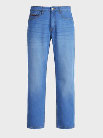 Men's Blue Dad Fit Solid Street Wear Jeans