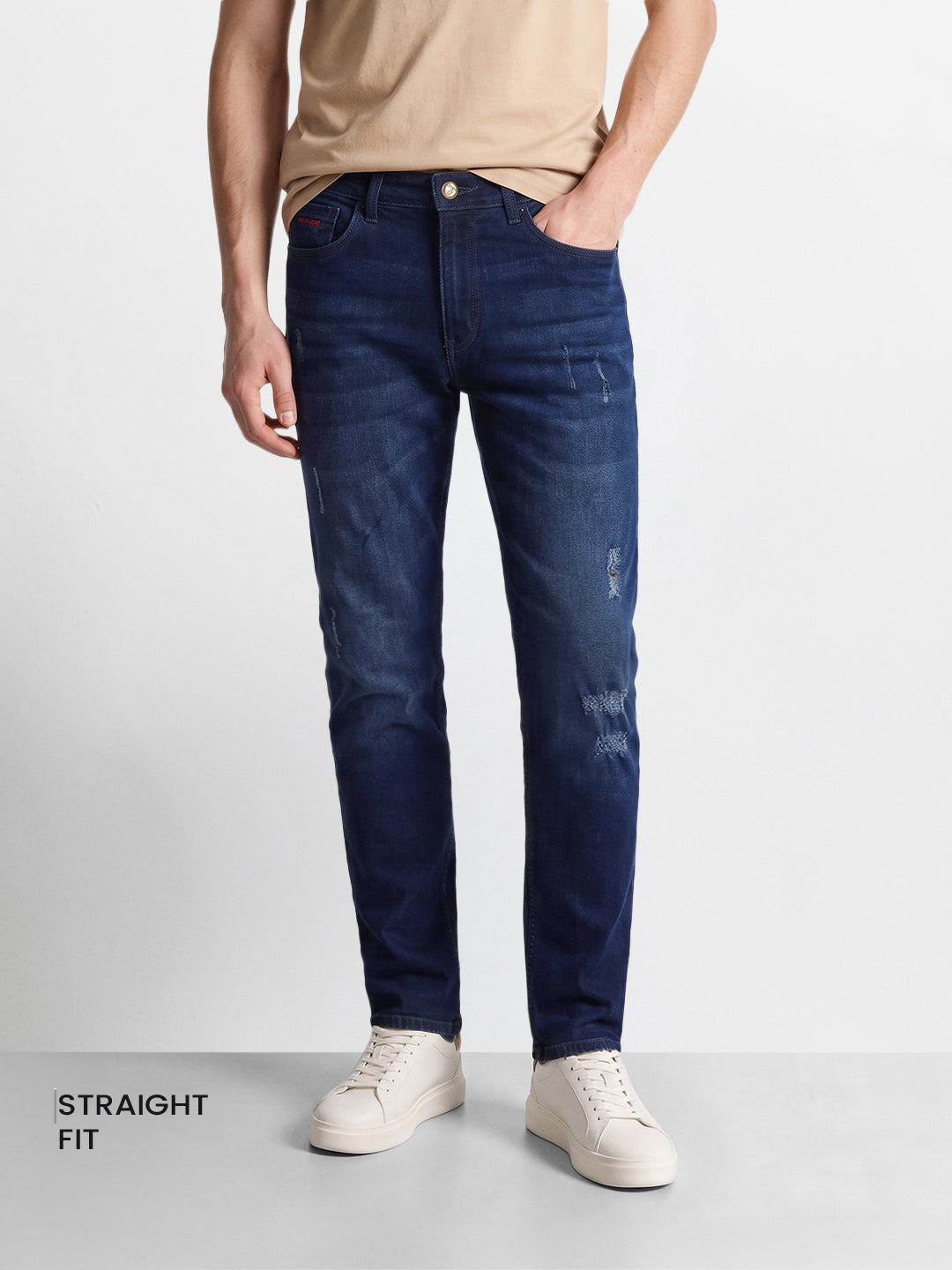 Men's Blue Slim Fit Solid Street Wear Jeans