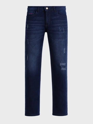 Men's Blue Slim Fit Solid Street Wear Jeans