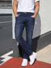 Men's Dark Blue Straight Fit Solid Street Wear Jeans