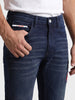 Men's Dark Blue Straight Fit Solid Street Wear Jeans