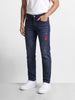 Men's Dark Blue Straight Fit Solid Street Wear Jeans