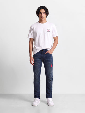 Men's Dark Blue Straight Fit Solid Street Wear Jeans