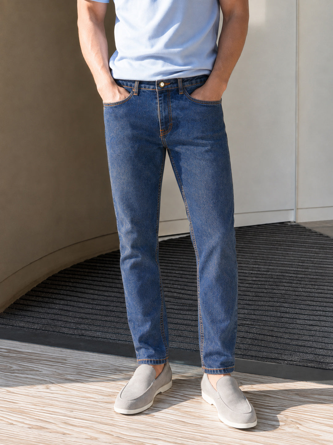 Men's Blue Slim Fit Solid Casual Jeans