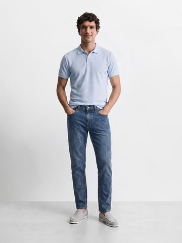 Men's Blue Slim Fit Solid Casual Jeans