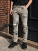 Men's Grey Slim Fit Solid Street Wear Jeans