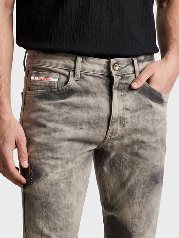 Men's Grey Slim Fit Solid Street Wear Jeans